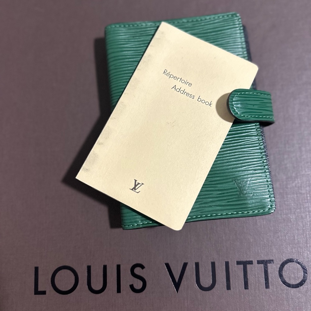 Louis Vuitton Green Epi Leather Agenda Cover and Address Book - Vintage